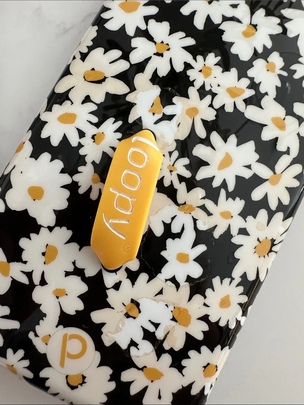 Loopy Case Black Daisy Phone Case with Yellow Accents